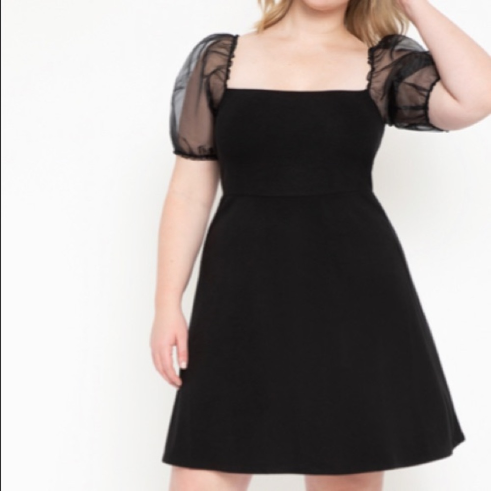 Eloquii A-line Dress with Organza Sleeves NWT